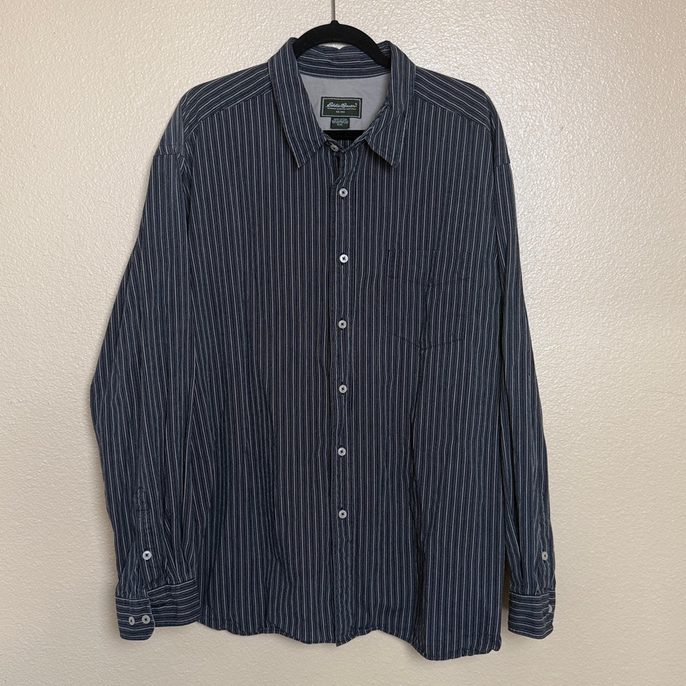 Eddie Bauer Dark Gray Striped Shirt